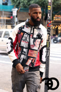 Makobi F1028 Narco 8 Ball Varsity Jacket in Red, view 2