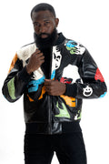 Makobi F1037 EL JEFE Vegan Leather Jacket in Black, view 2