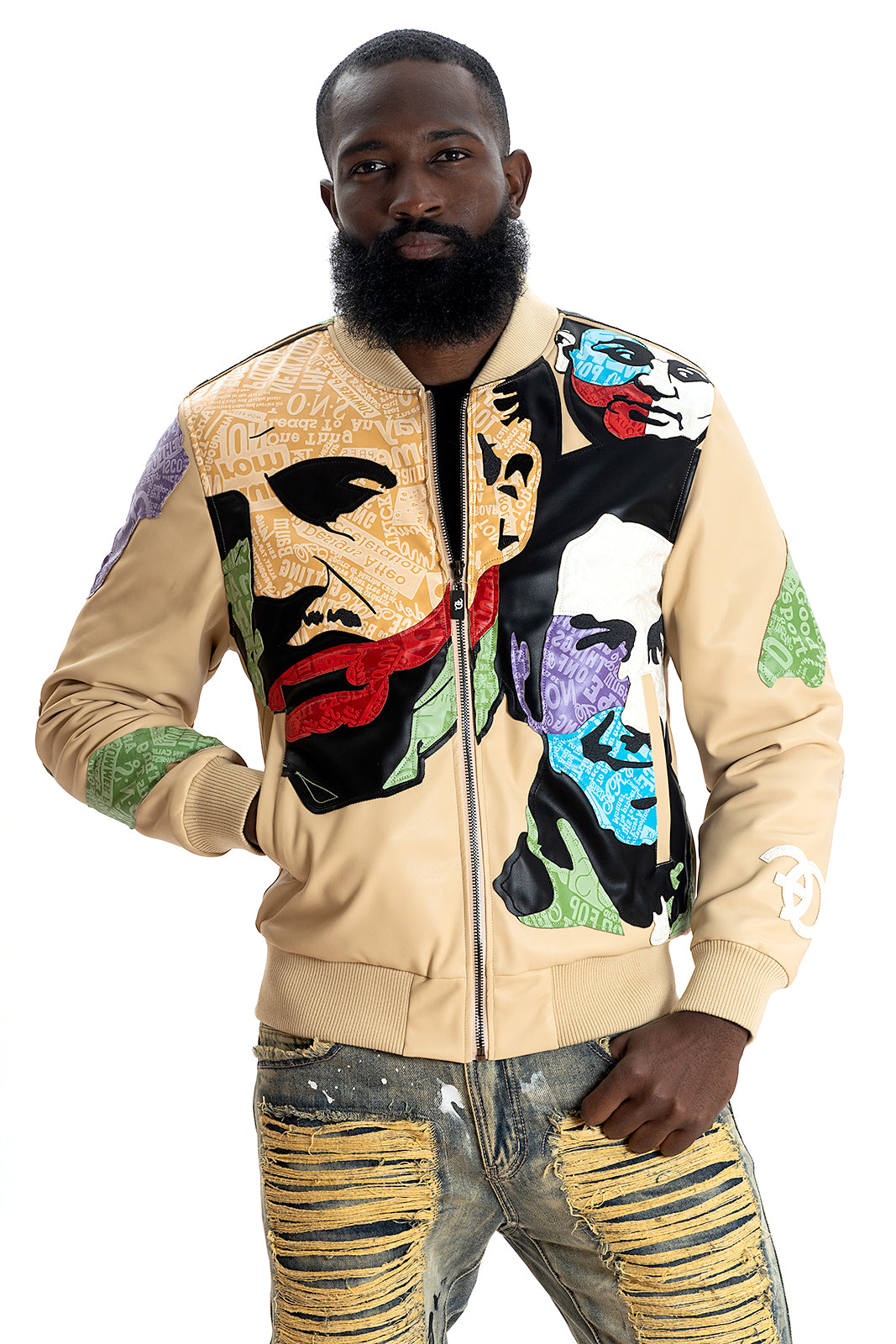 Makobi F1037 EL JEFE Vegan Leather Jacket in Natural, view 2