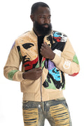 Makobi F1037 EL JEFE Vegan Leather Jacket in Natural, view 3