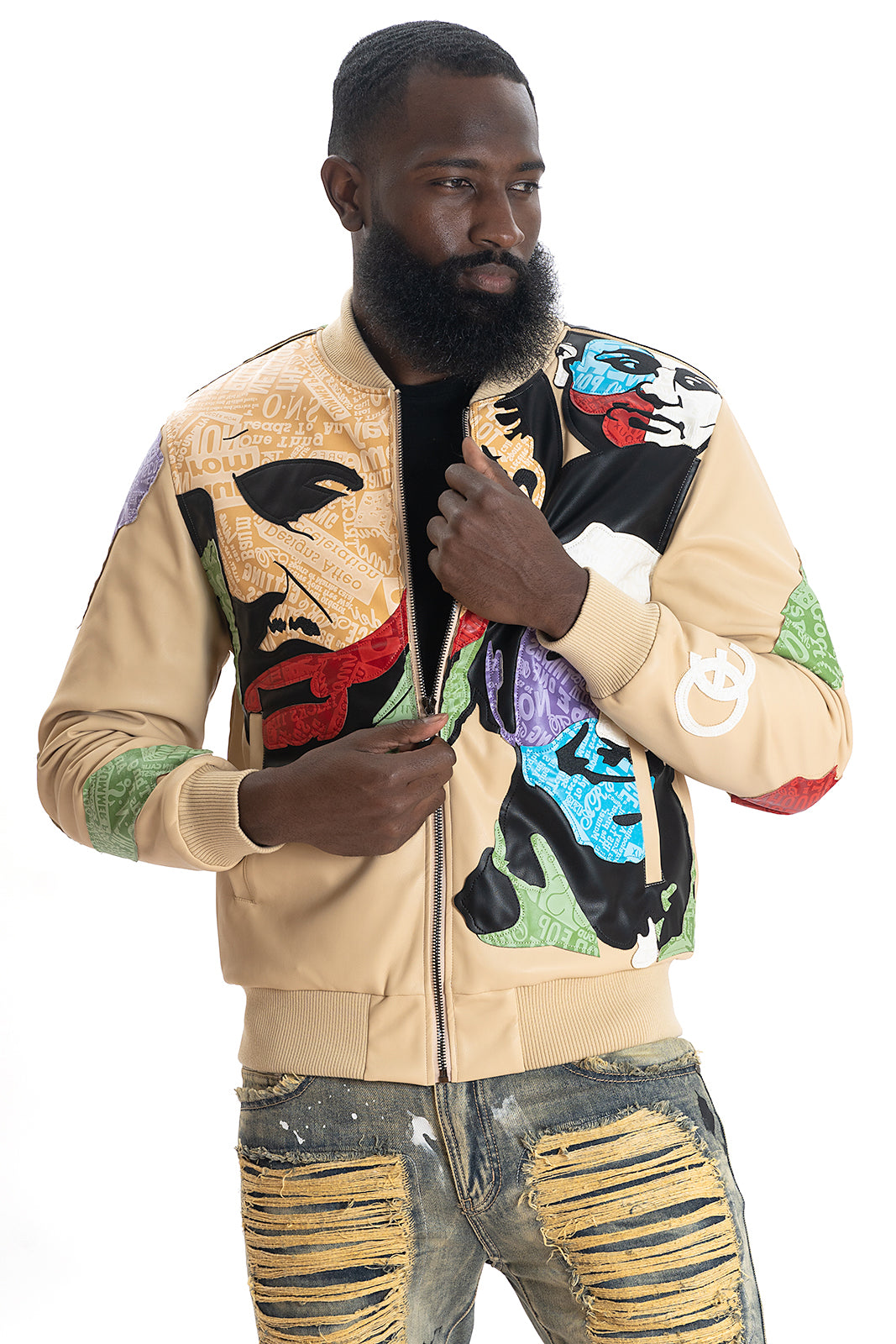 Makobi F1037 EL JEFE Vegan Leather Jacket in Natural, view 3
