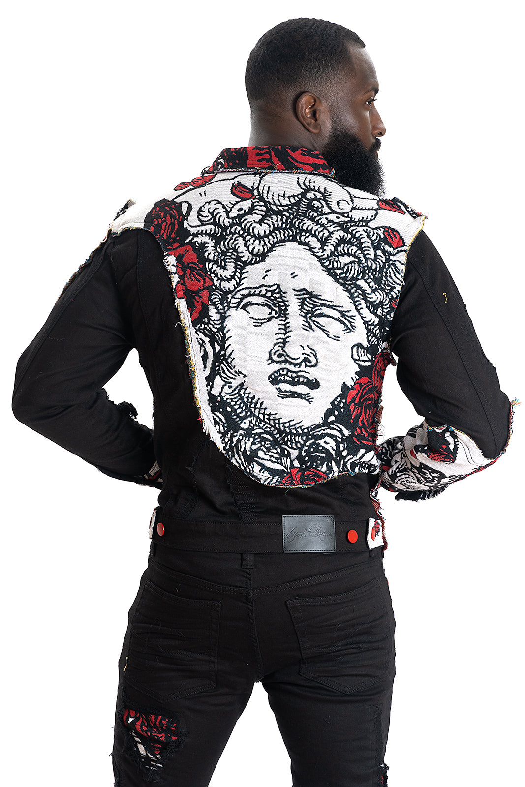 F1044 Cashay Tapestry Denim Jacket - Black