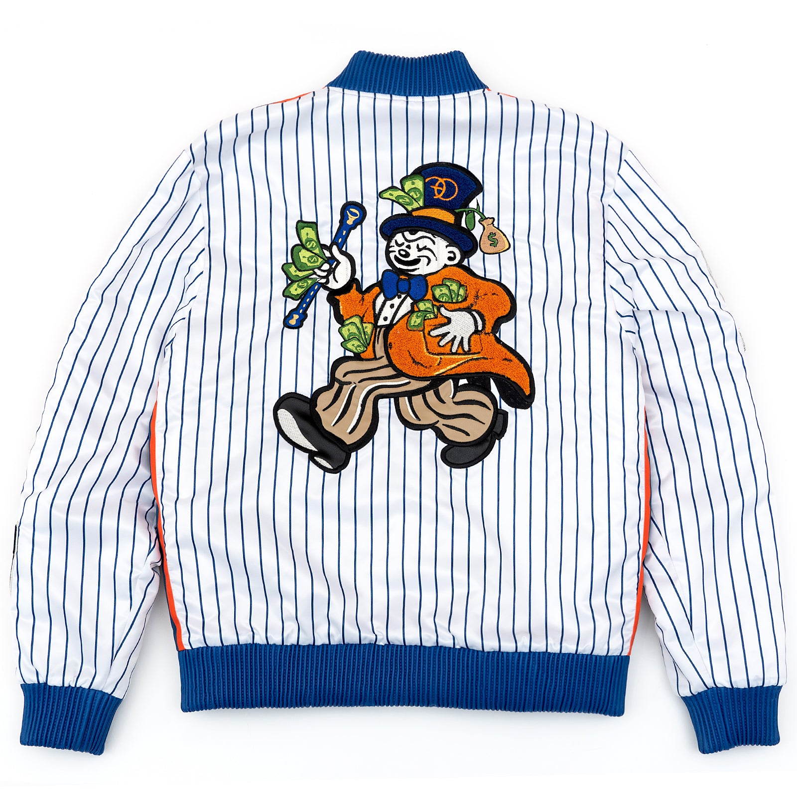 F1047 Earners League Satin Varsity Jacket - White