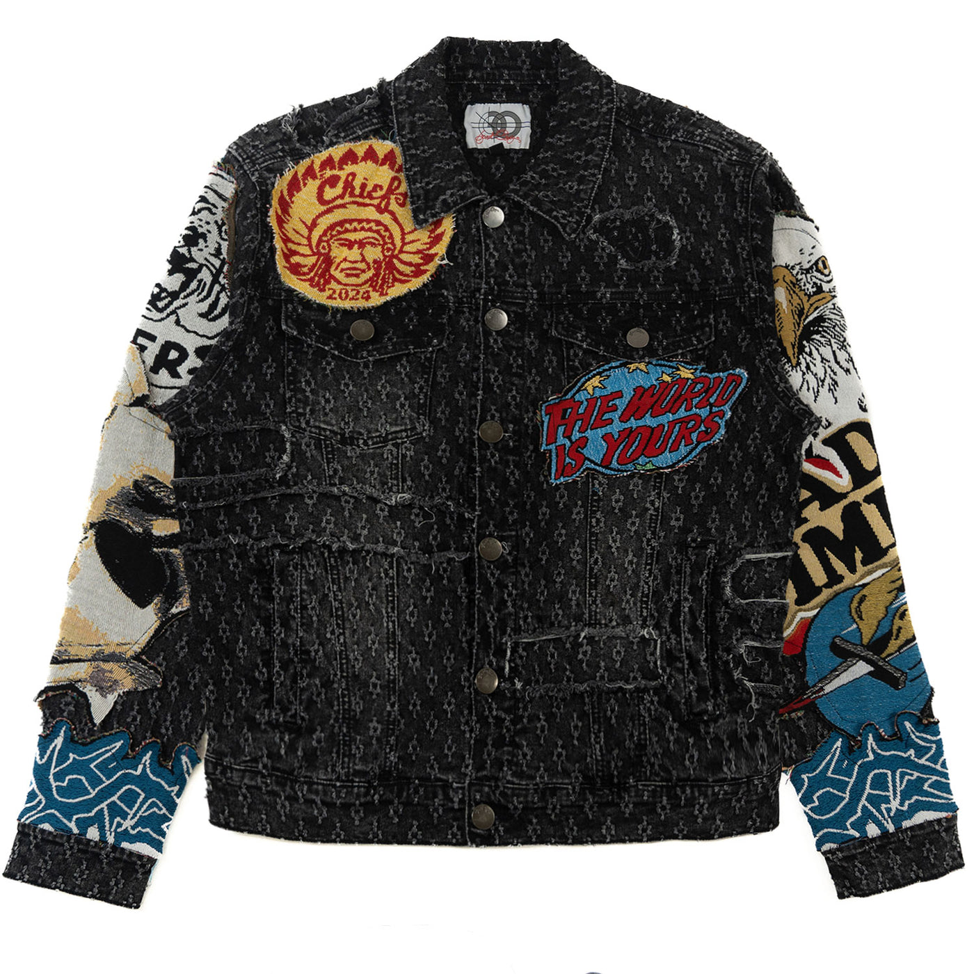 F1055 Brave Heart Denim Jacket - Black