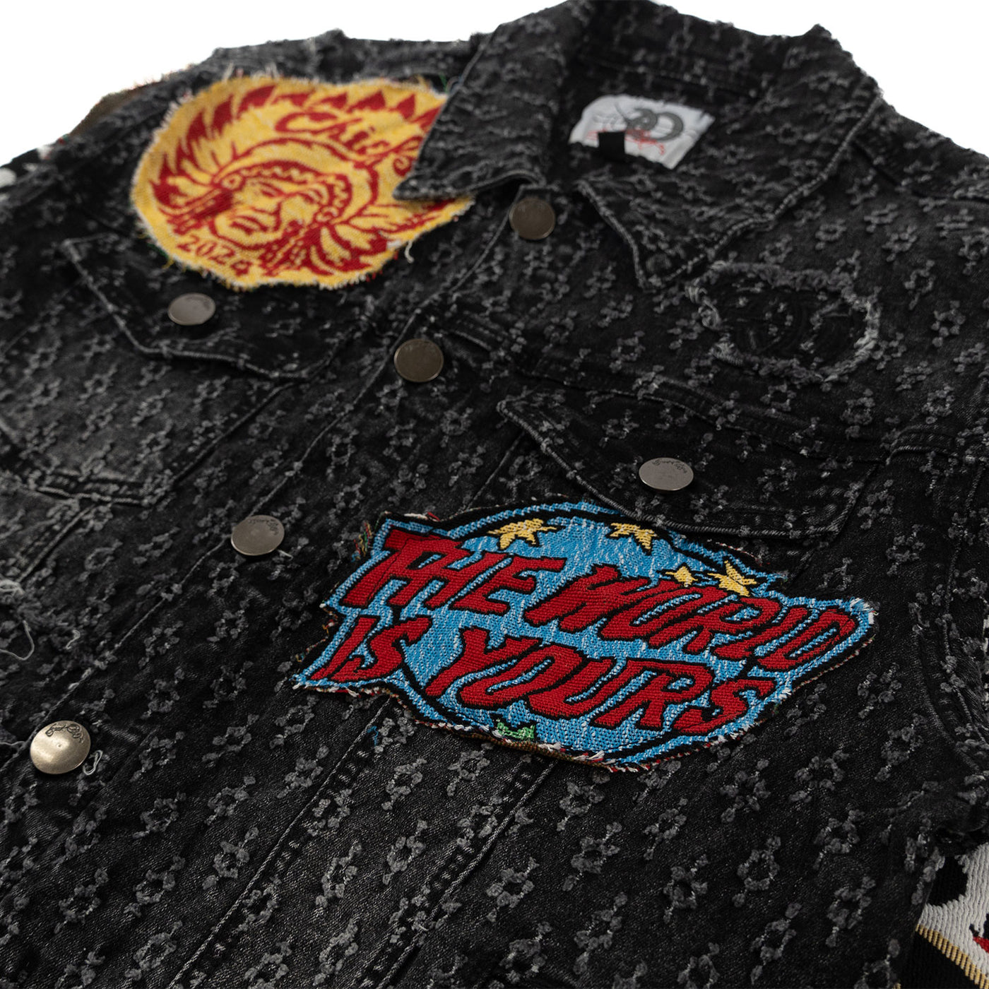 F1055 Brave Heart Denim Jacket - Black