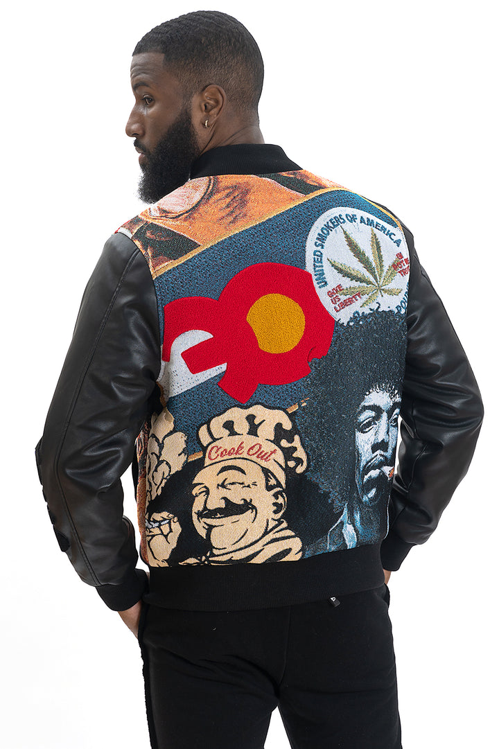 F1059 BLOW Wool Varsity Jacket - Black