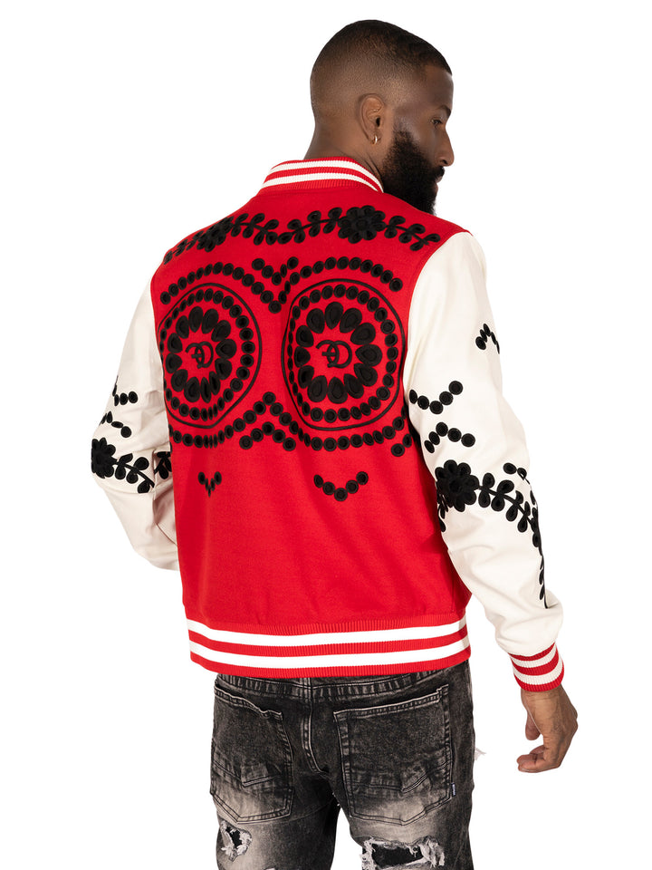 F1060 Cashay Wool Varsity Jacket - Red