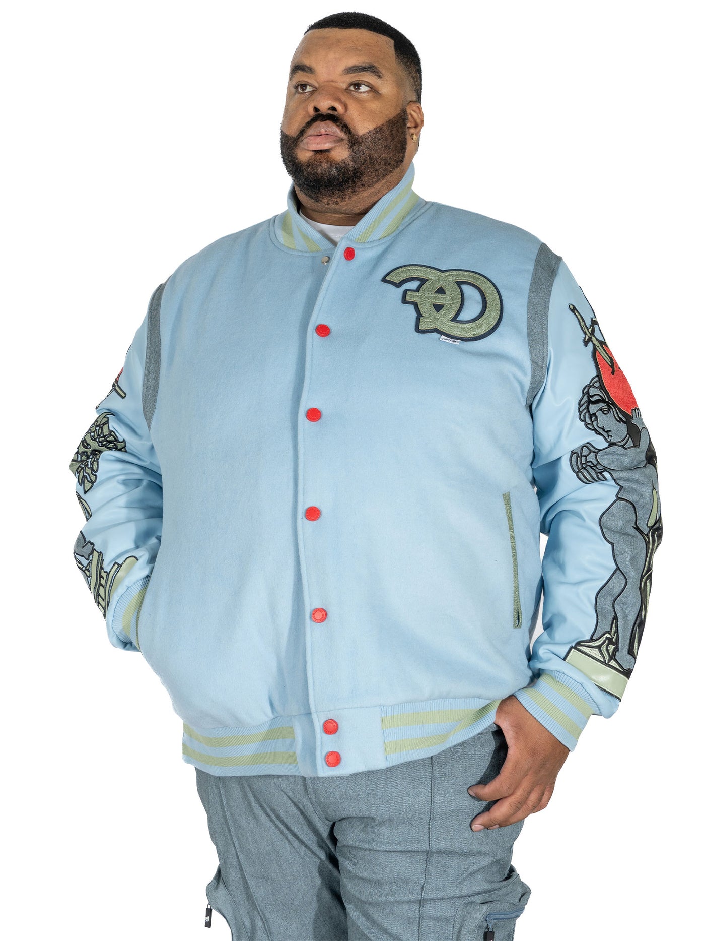 F1071 CASA De Wool Varsity Jacket - Blue