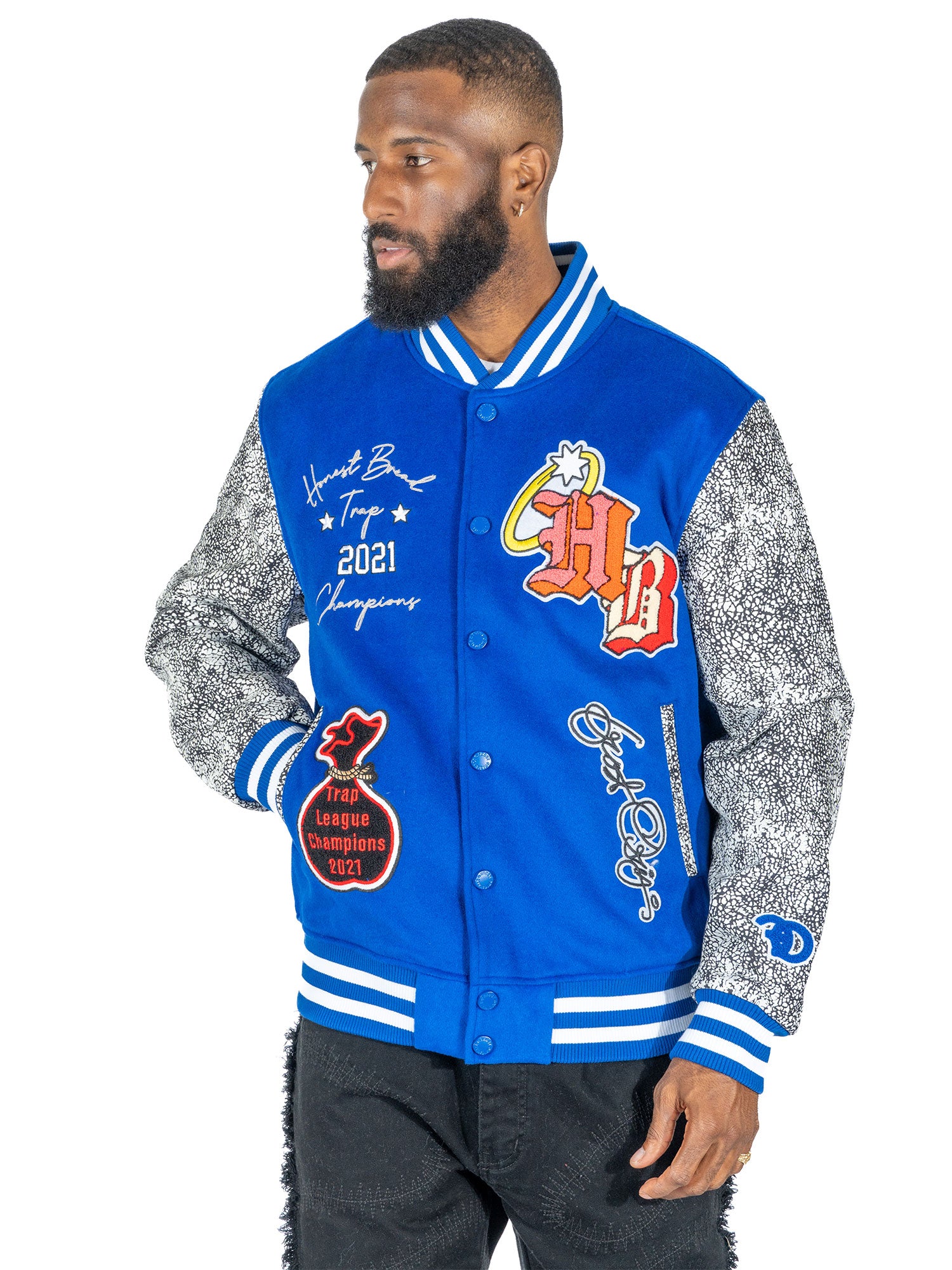 F1080 Otitọ Akara Wool Varsity Jacket - Royal