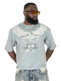 Makobi F111 La Perla Vintage Crop Tee in Gray