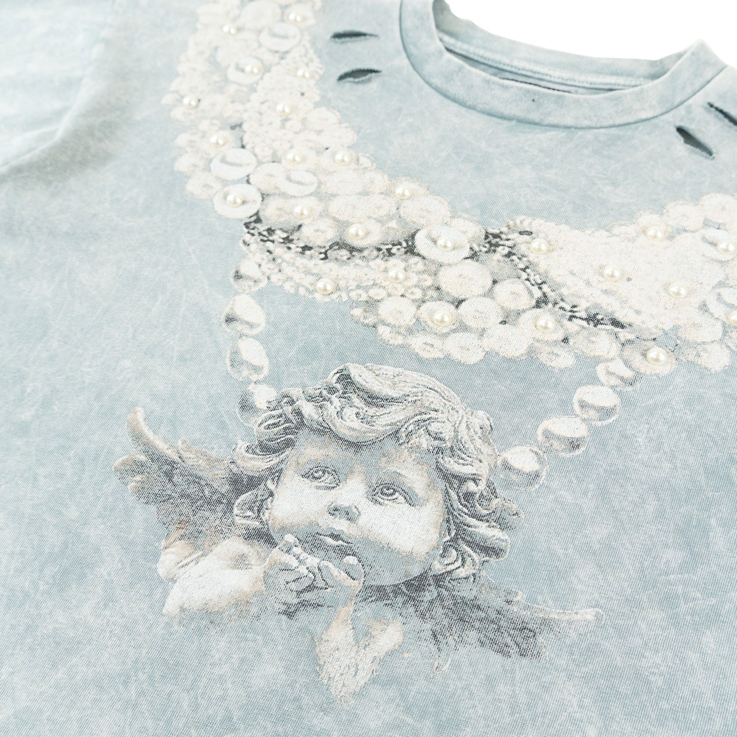 Makobi F111 La Perla Vintage Crop Tee in Gray, view 3