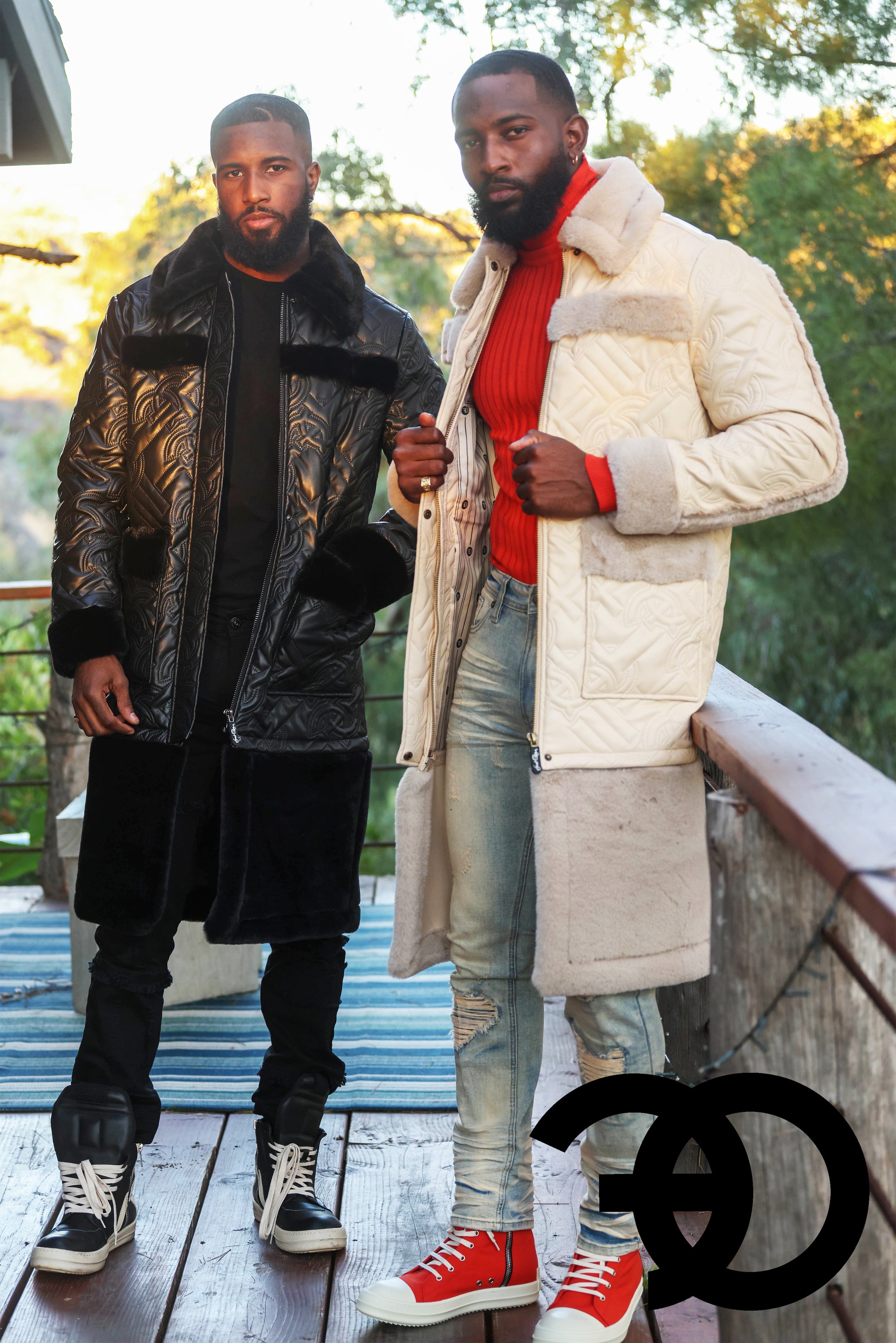 Makobi F1300 Heritage Long Quilted Coat in Black, view 2