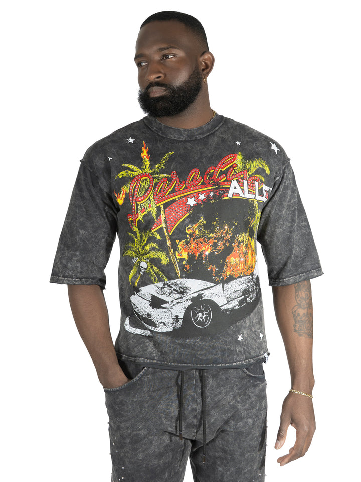 F132 Motion Sickness Cropped Tee - Black