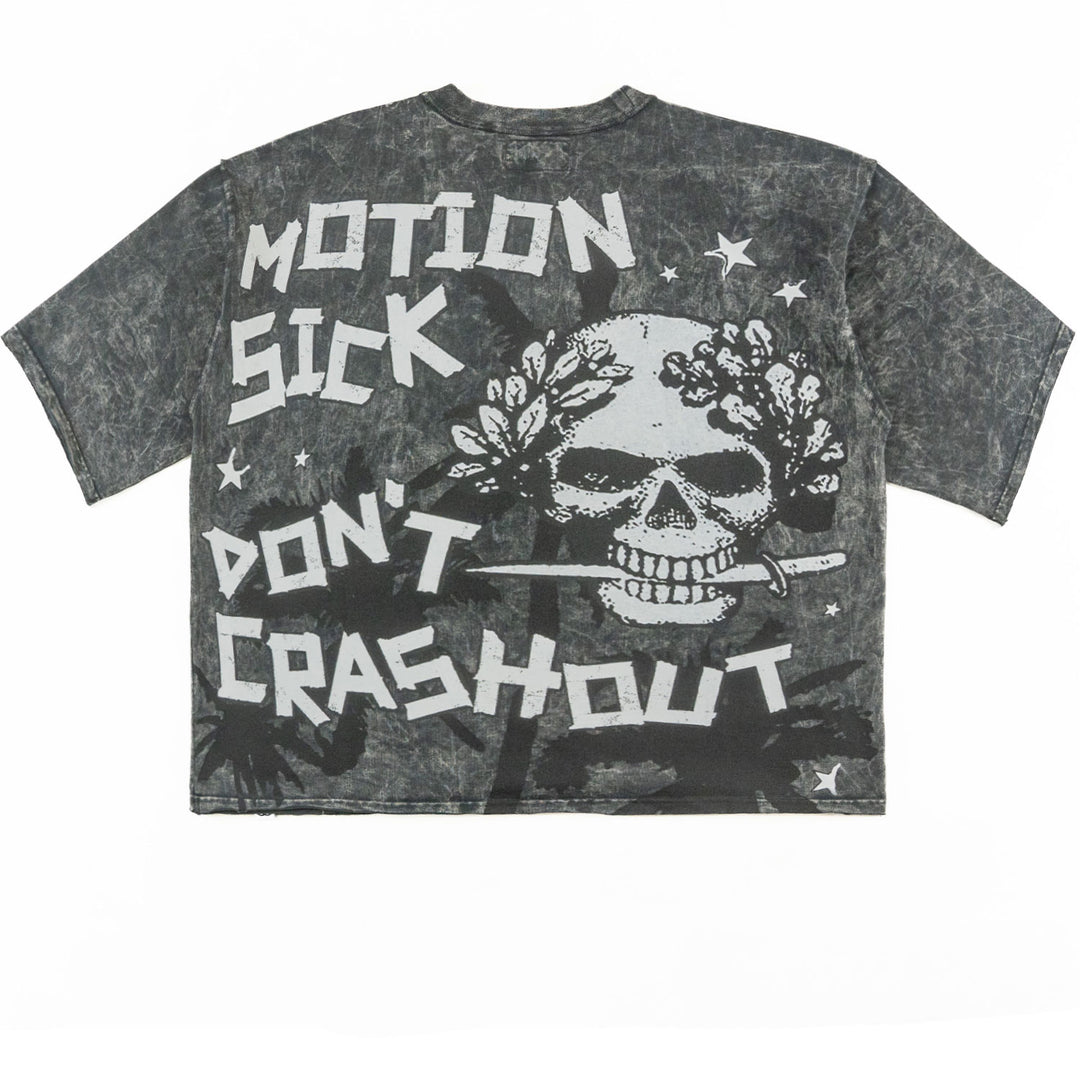 F132 Motion Sickness Cropped Tee - Black