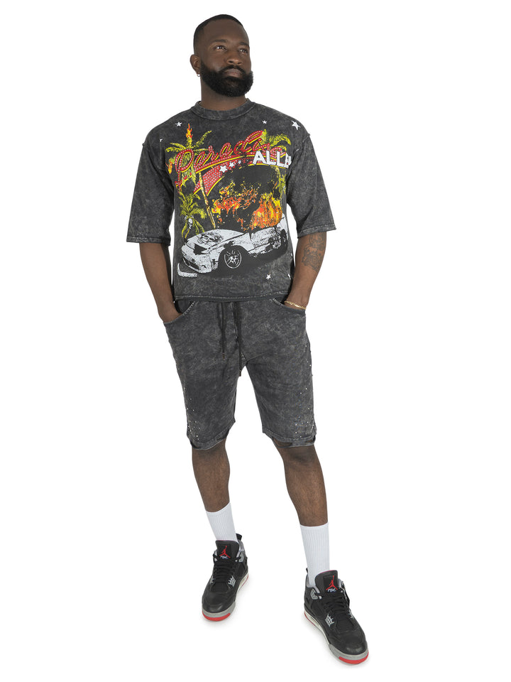 F132 Motion Sickness Cropped Tee - Black