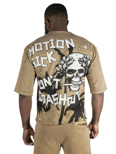 F132 Motion Sickness Cropped Tee - Mocha