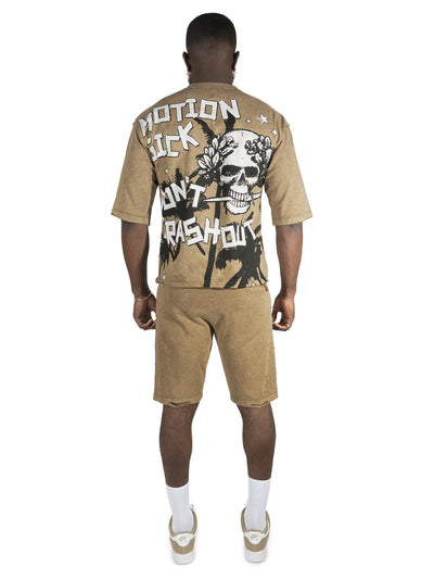 F132 Motion Sickness Cropped Tee - Mocha