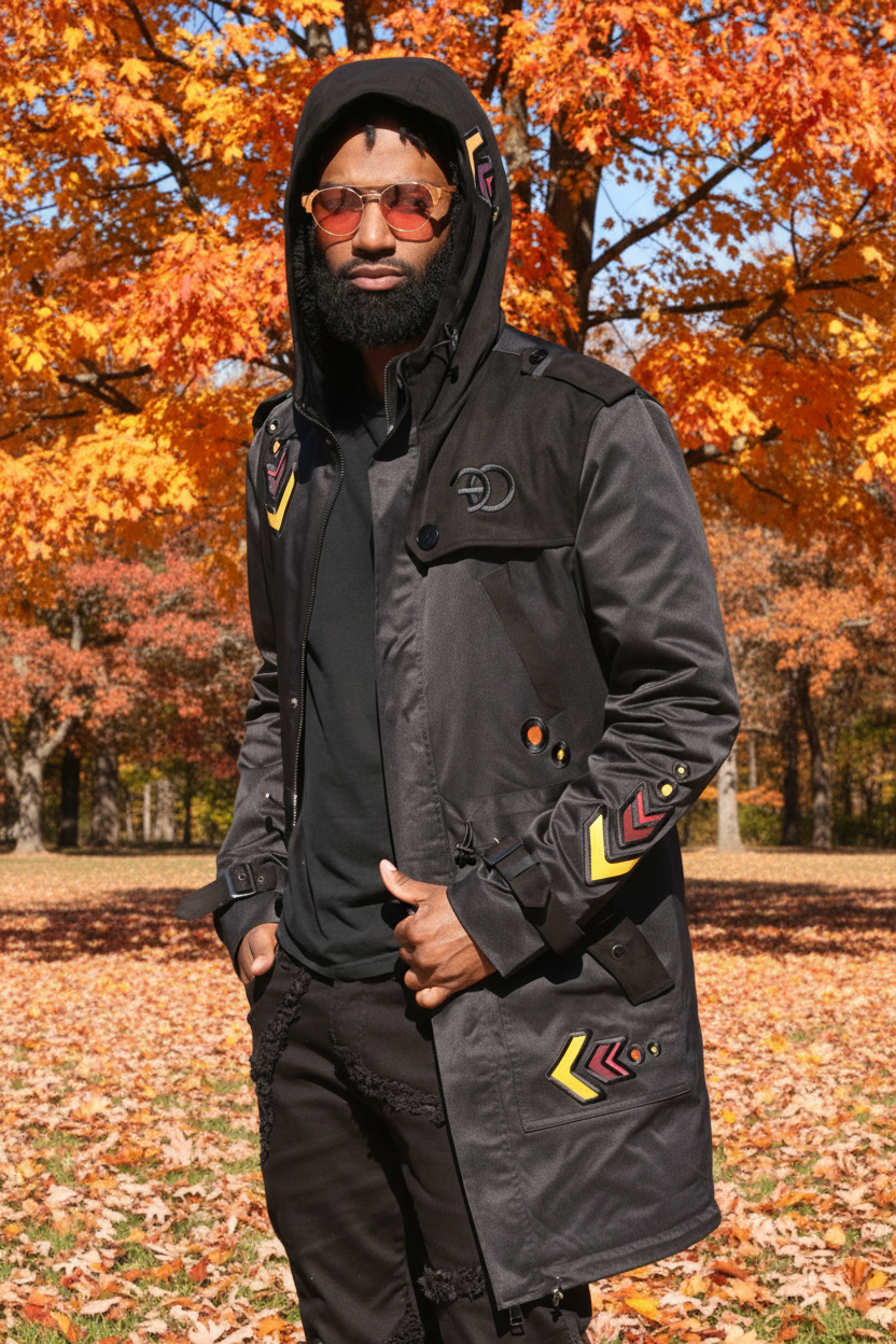 F1334 Jovan Aztec Weather Proof Coat - Black