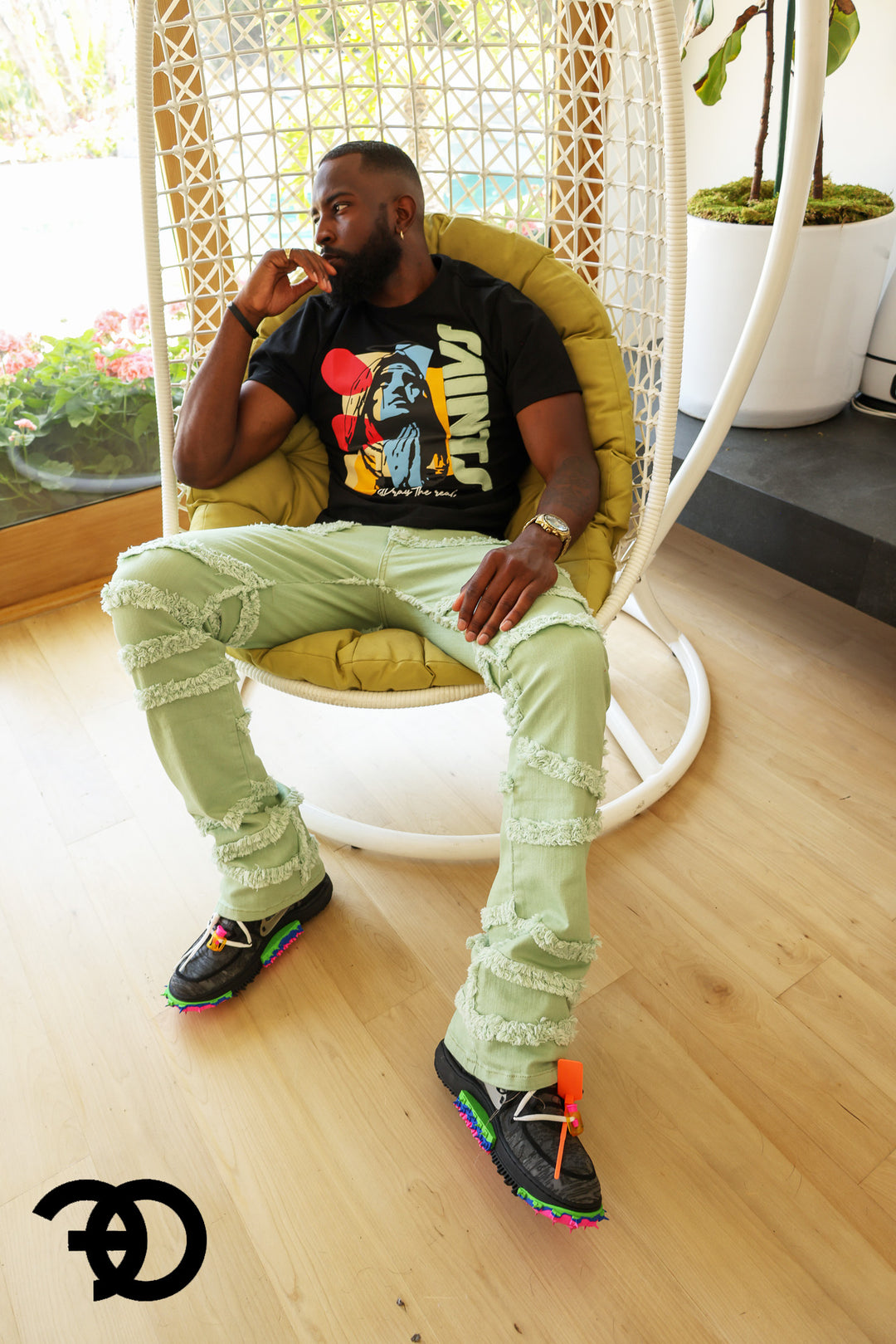 F1705 Leon 36" Stack Jeans - Light Olive