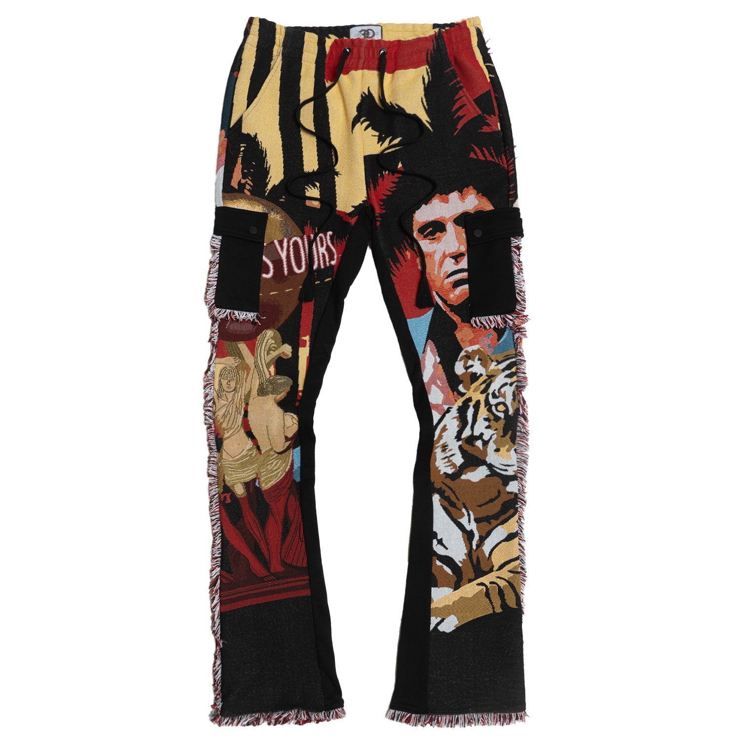 F1628 World Is Yours Tapestry Pants - Black