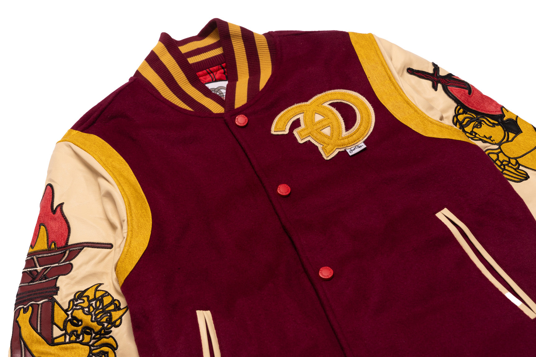 F1071 CASA De Wool Varsity Jacket - Burgundy – Makobi Jeans USA