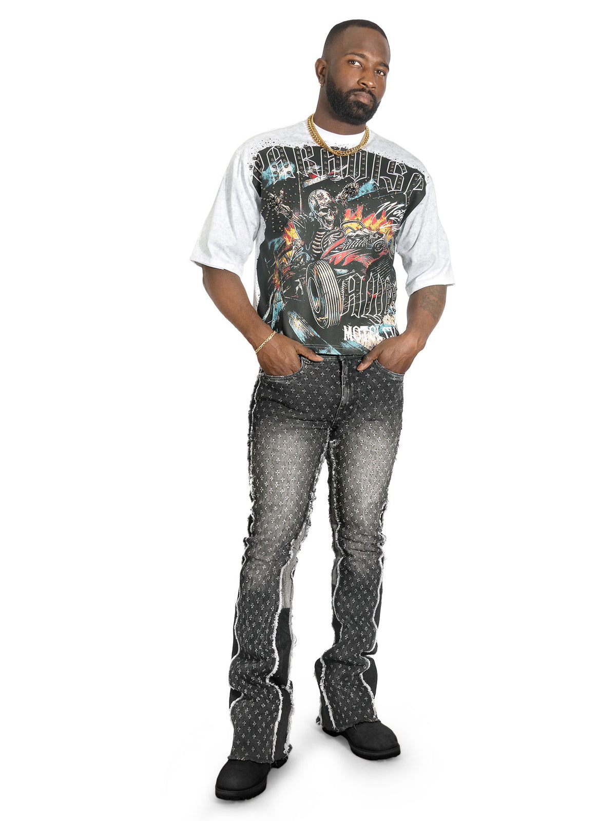 F1702 Phalon Stacked Jeans - Black