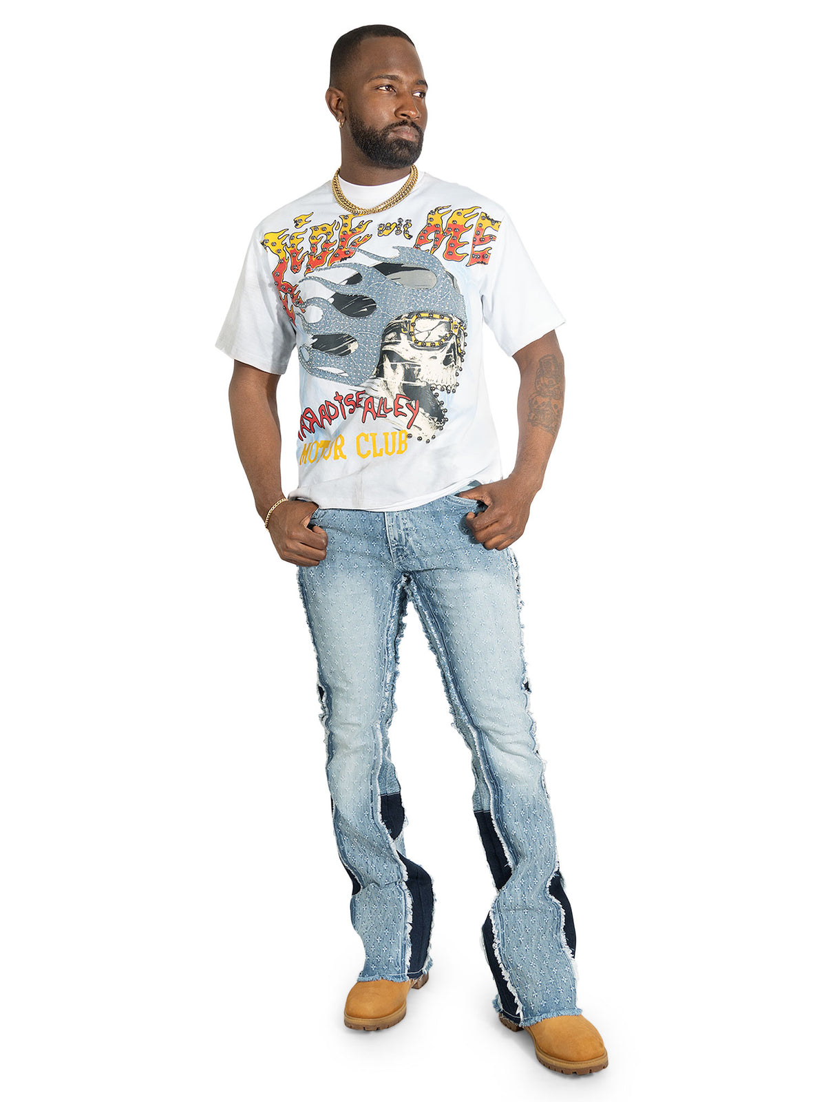 F1702 Phalon Stacked Jeans - Light Wash