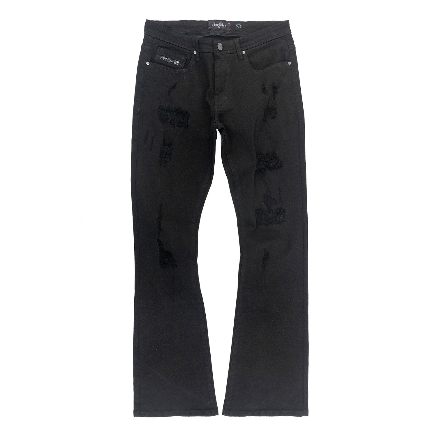 Makobi F1712 Alono Stacked Jeans in Black-Black, view 4