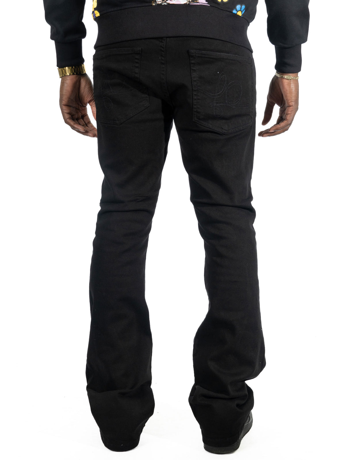 Makobi F1712 Alono Stacked Jeans in Black-Black, view 2