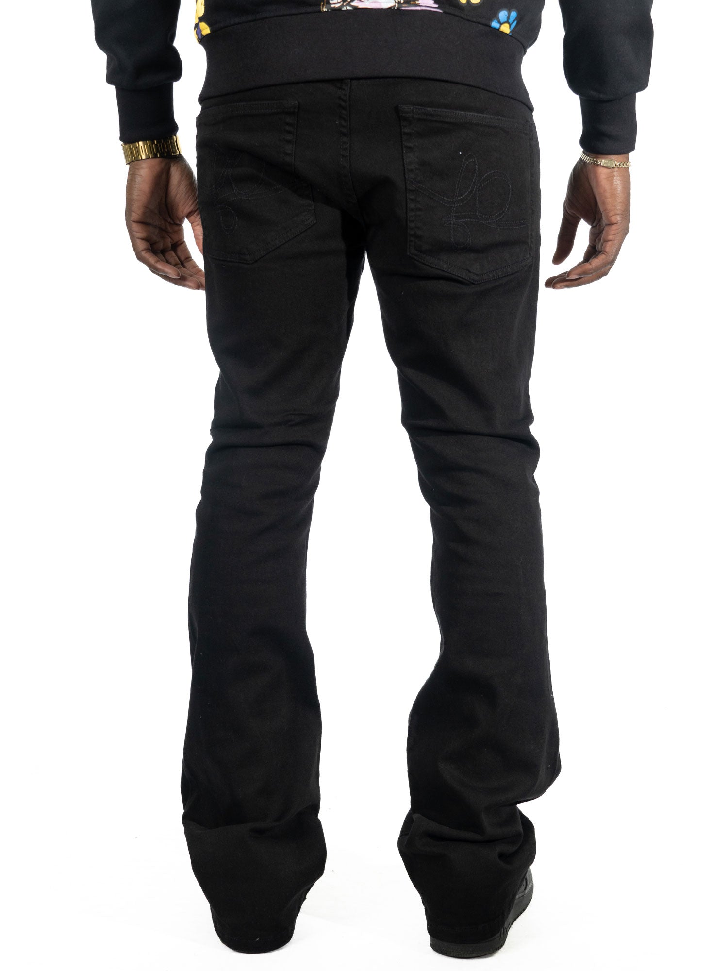 F1712 Alono Stacked Jeans - Black-Black