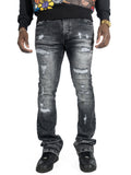F1712 Alono Stacked Jeans - Black Wash