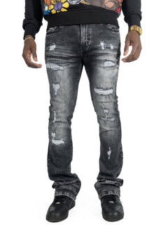 F1712 Alono Stacked Jeans - Black Wash