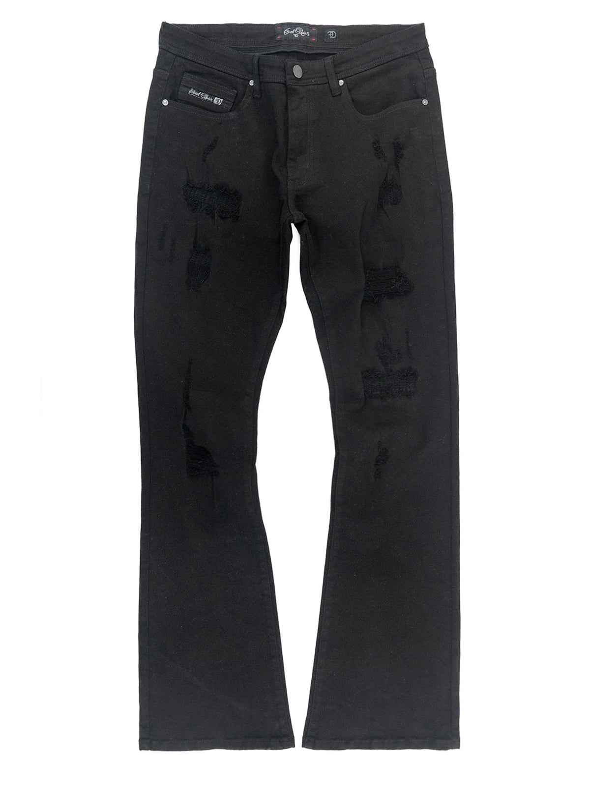 Makobi F1712 Alono Stacked Jeans in Black-Black, view 3