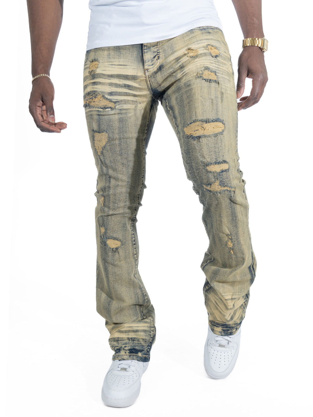 Makobi F1712 Alono Stacked Jeans in Dirt