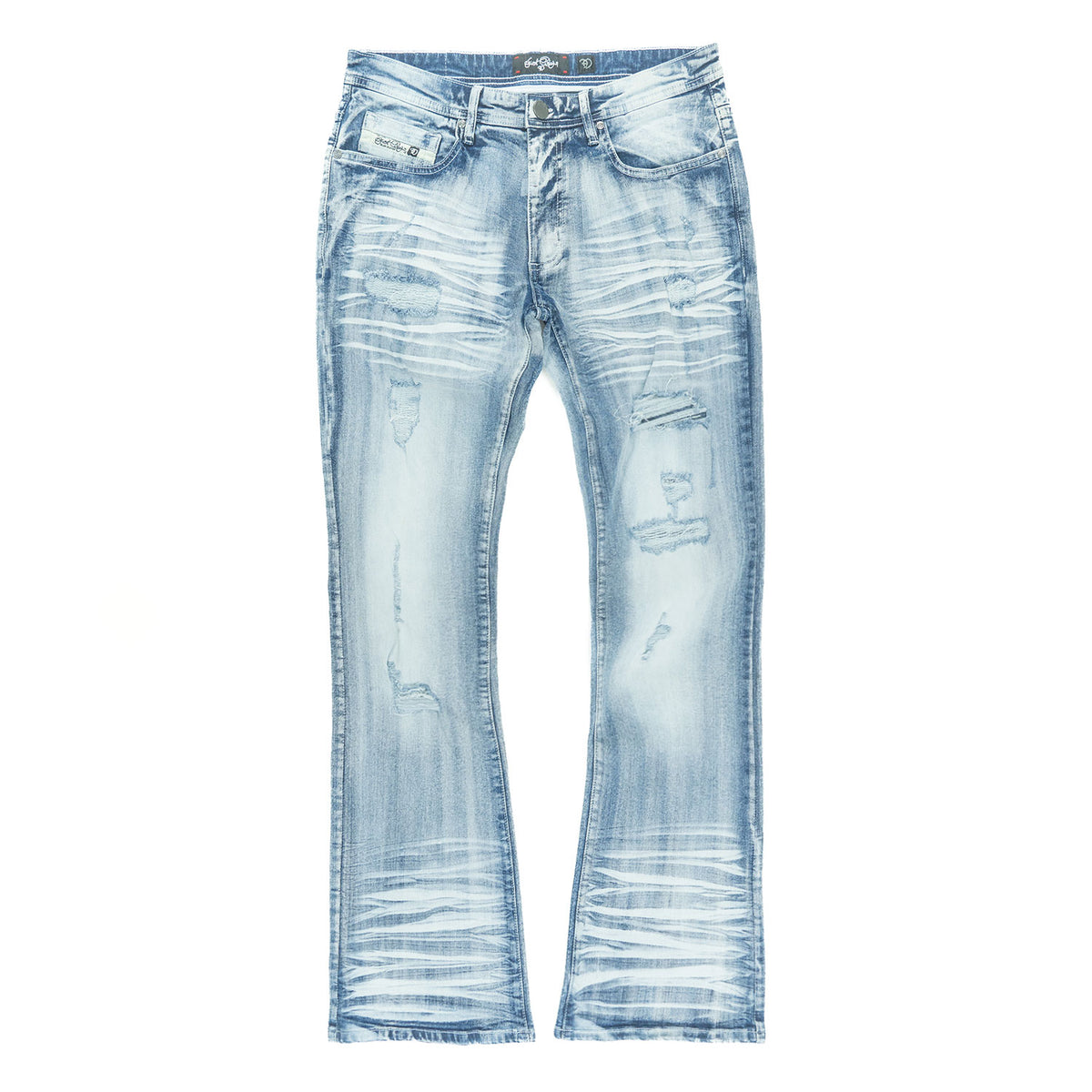 Makobi F1712 Alono Stacked Jeans in Light Wash, view 4