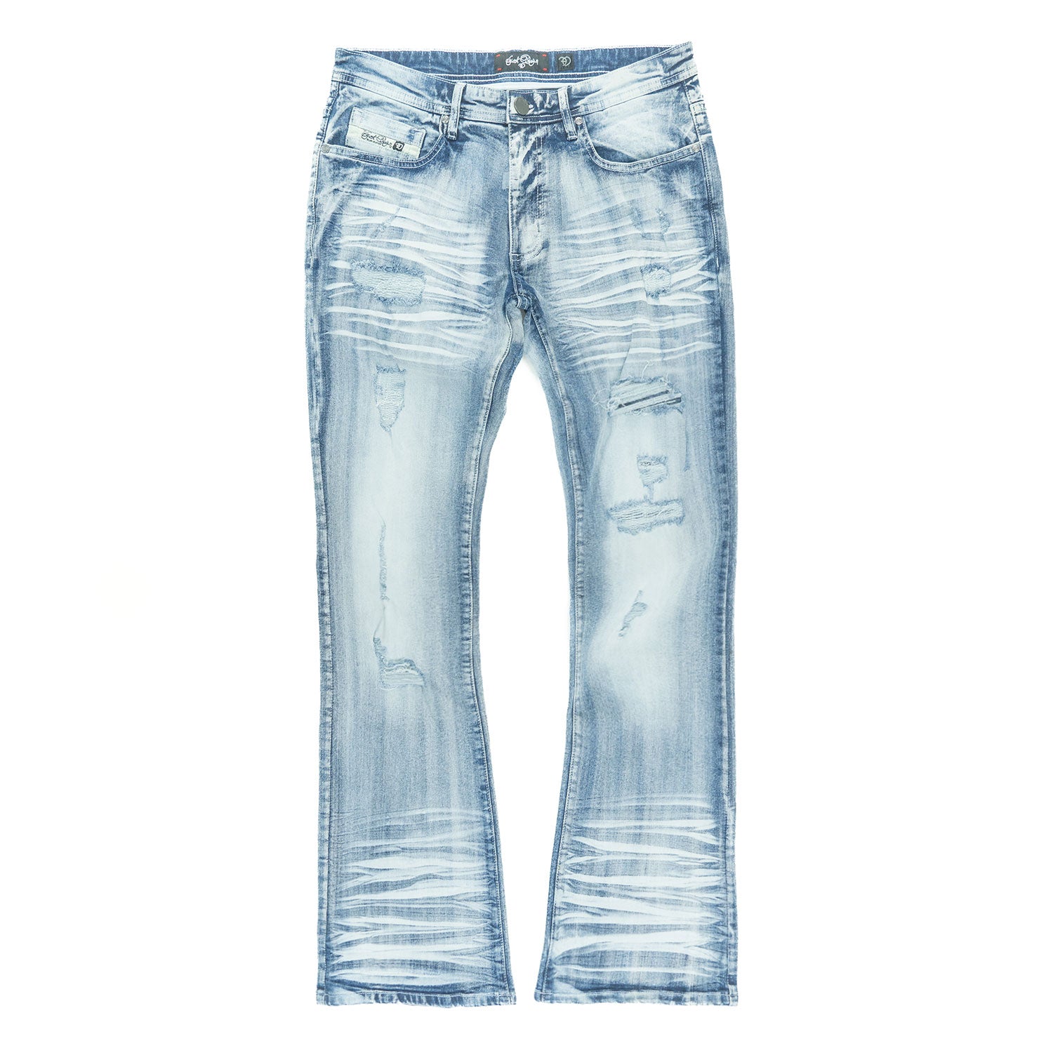 Makobi F1712 Alono Stacked Jeans in Light Wash, view 4