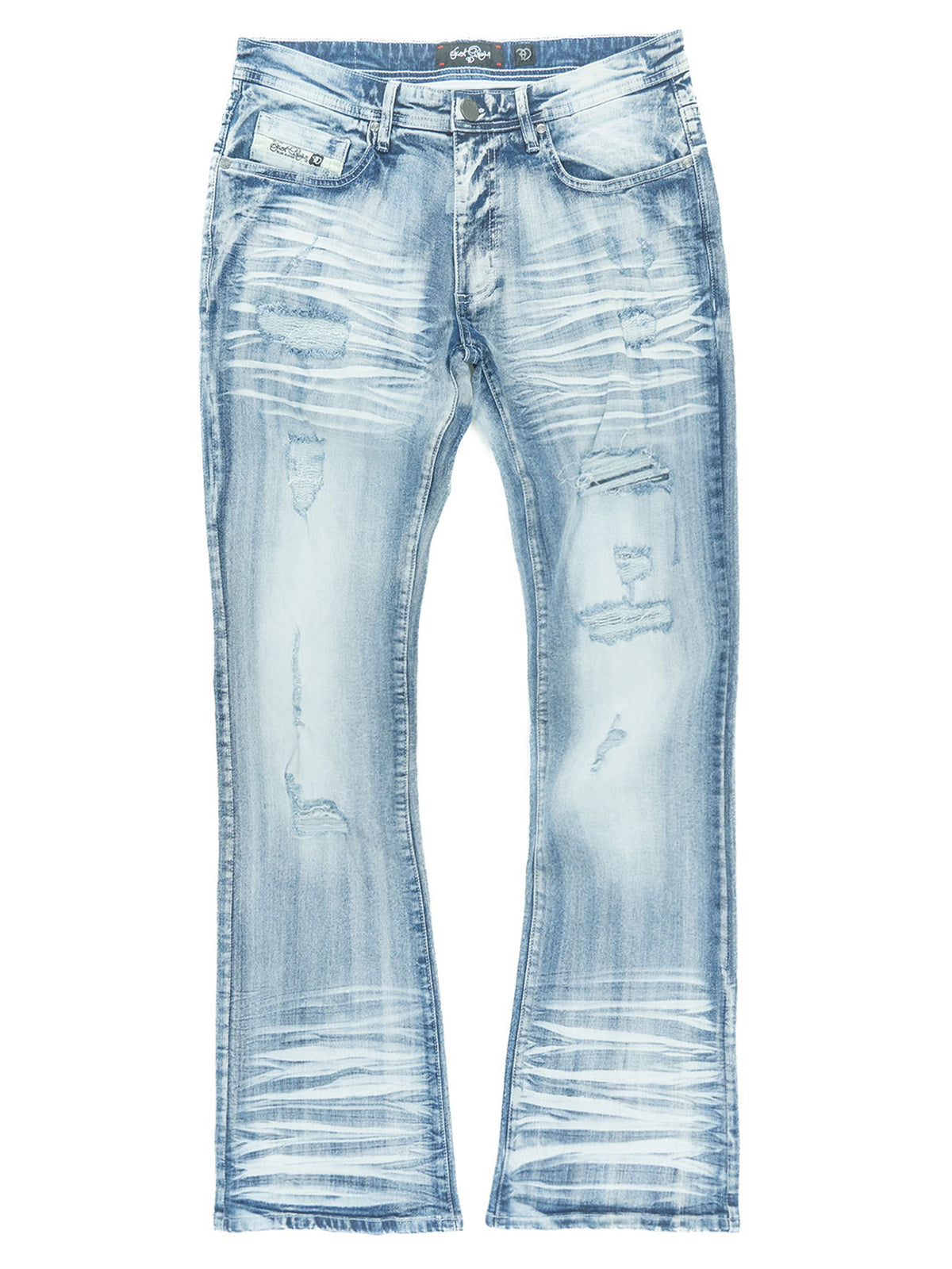 Makobi F1712 Alono Stacked Jeans in Light Wash, view 3