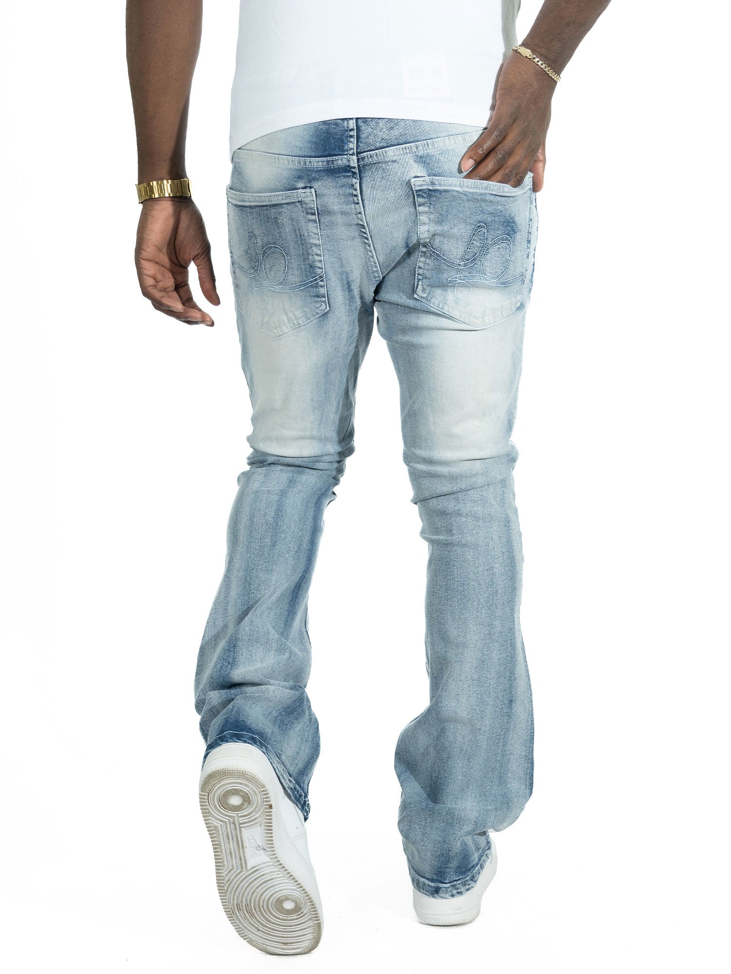 Makobi F1712 Alono Stacked Jeans in Light Wash, view 2