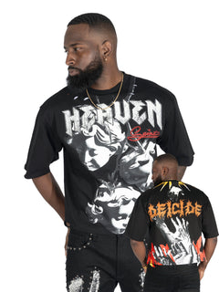 F171 Crop Heaven Saint Tee - Black