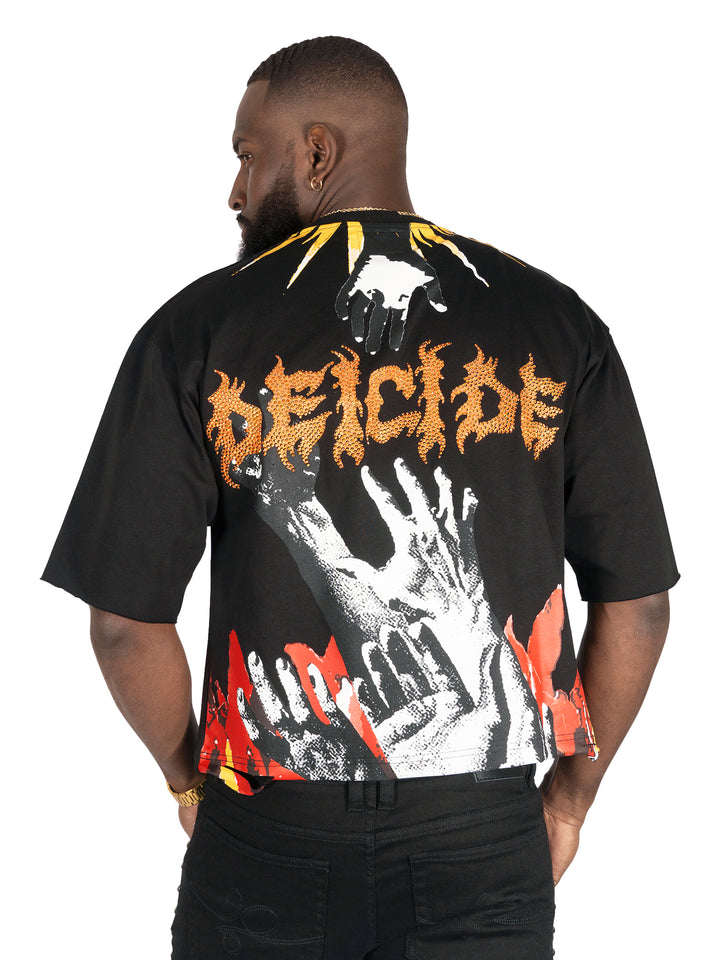 F171 Crop Heaven Saint Tee - Black