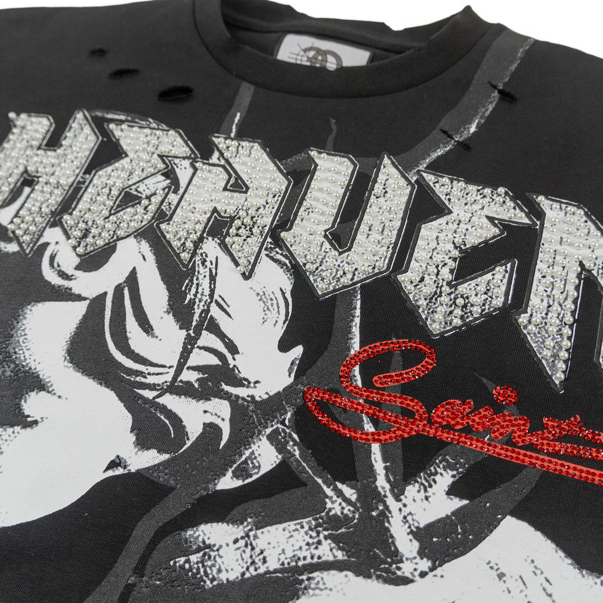 Makobi F171 Crop Heaven Saint Tee in Black, view 3
