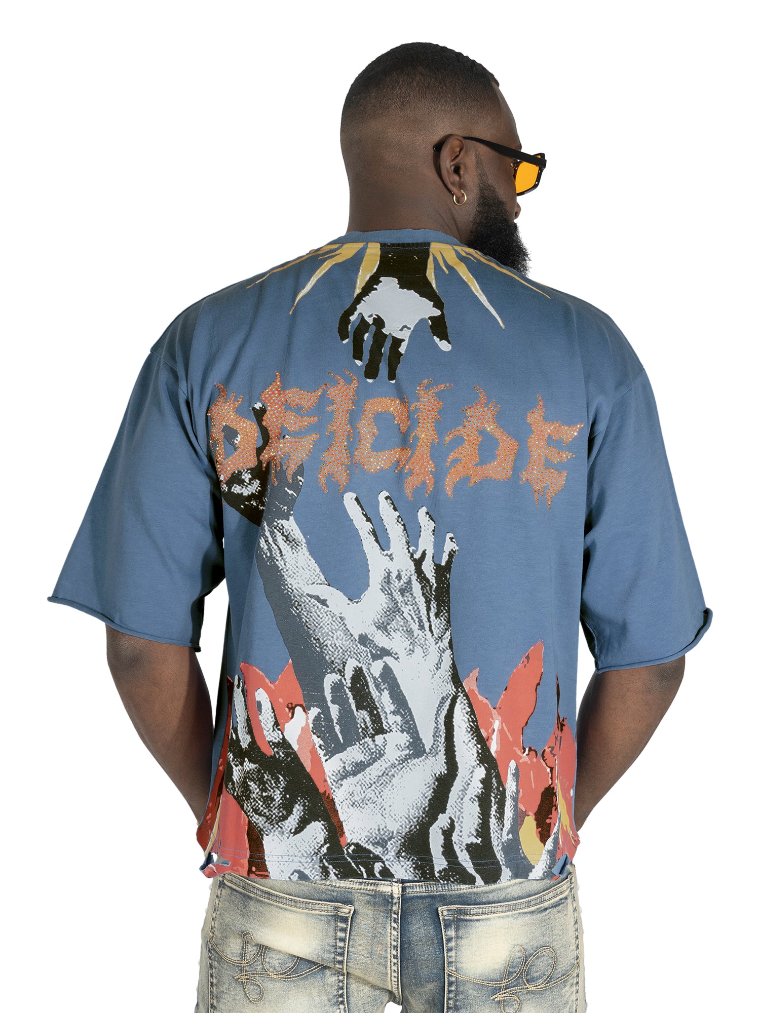 Makobi F171 Crop Heaven Saint Tee in Blue, view 2