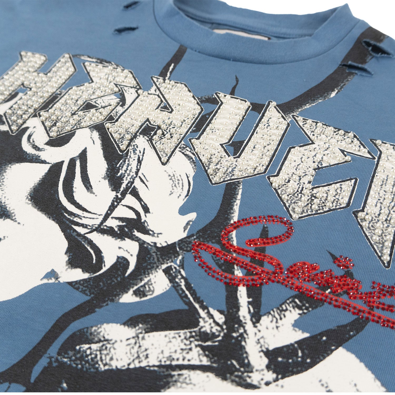 Makobi F171 Crop Heaven Saint Tee in Blue, view 3