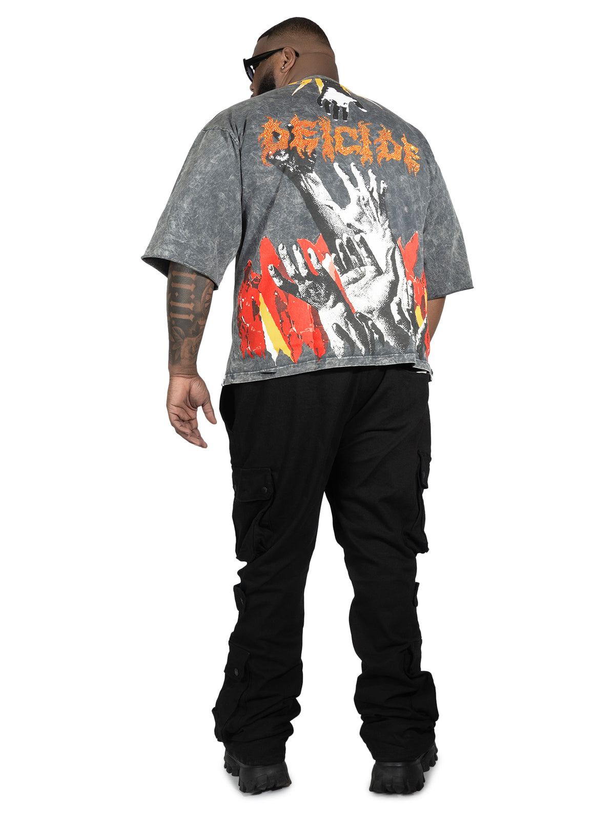Makobi F171 Crop Heaven Saint Tee in Gray, view 4