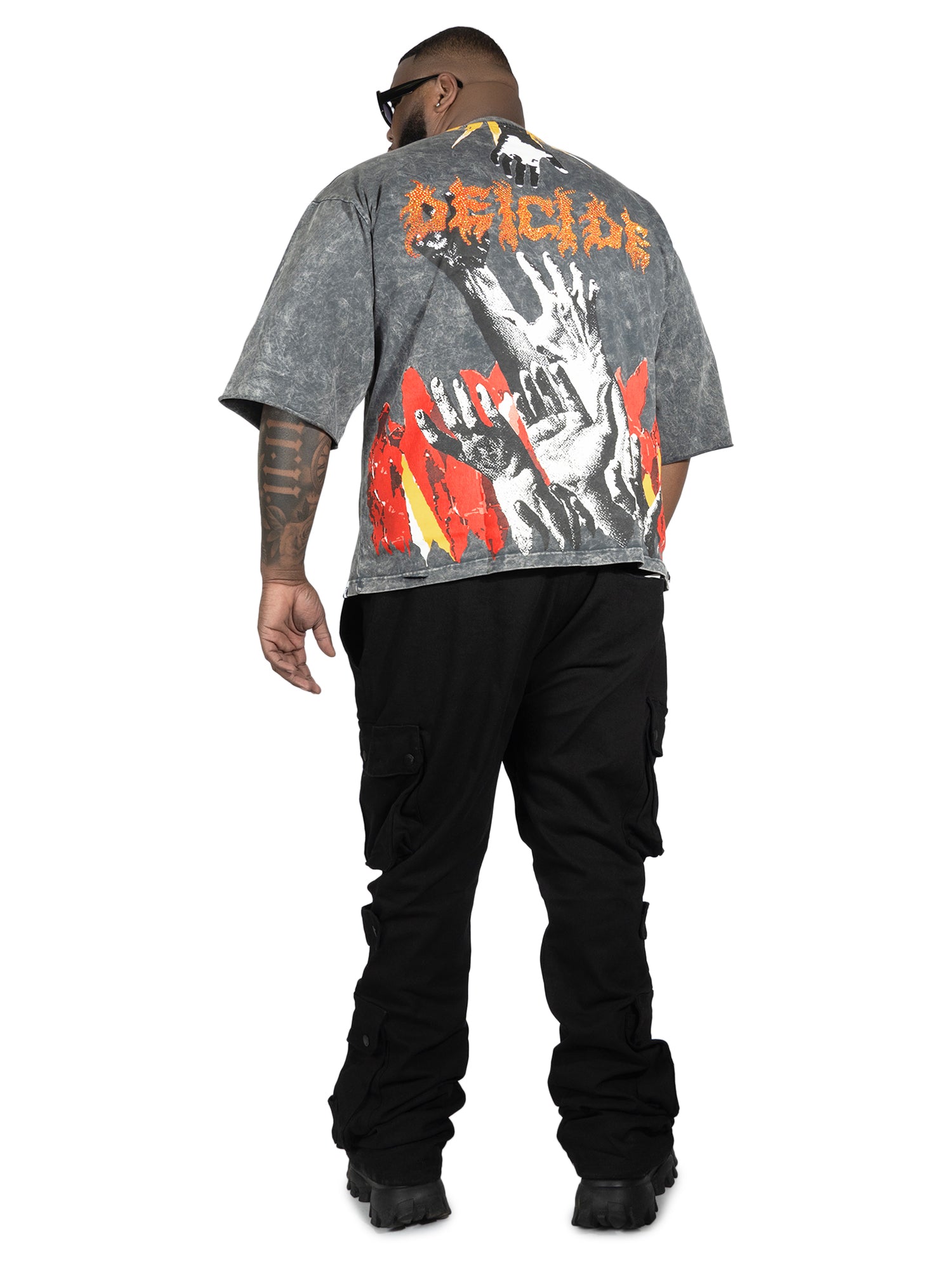 Makobi F171 Crop Heaven Saint Tee in Gray, view 4