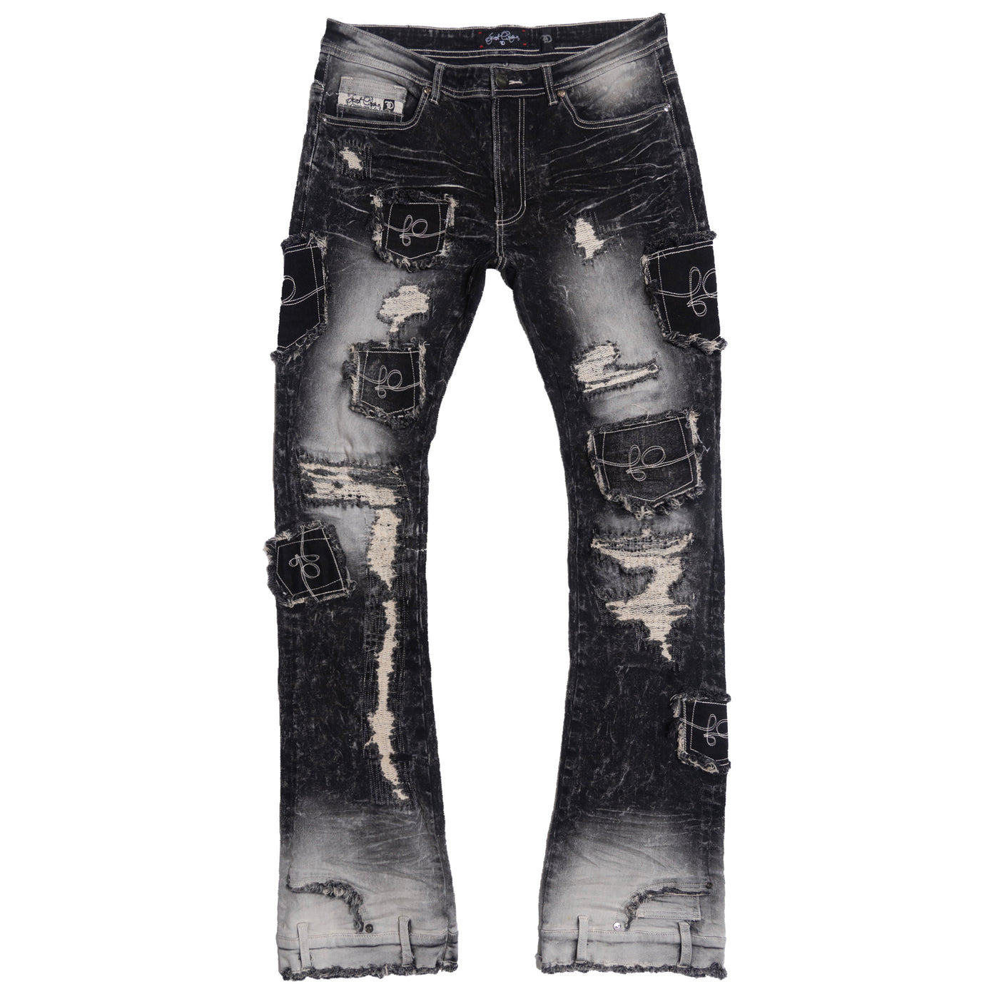 F1721 Rackade Stacked Jeans - Black – Makobi Jeans USA