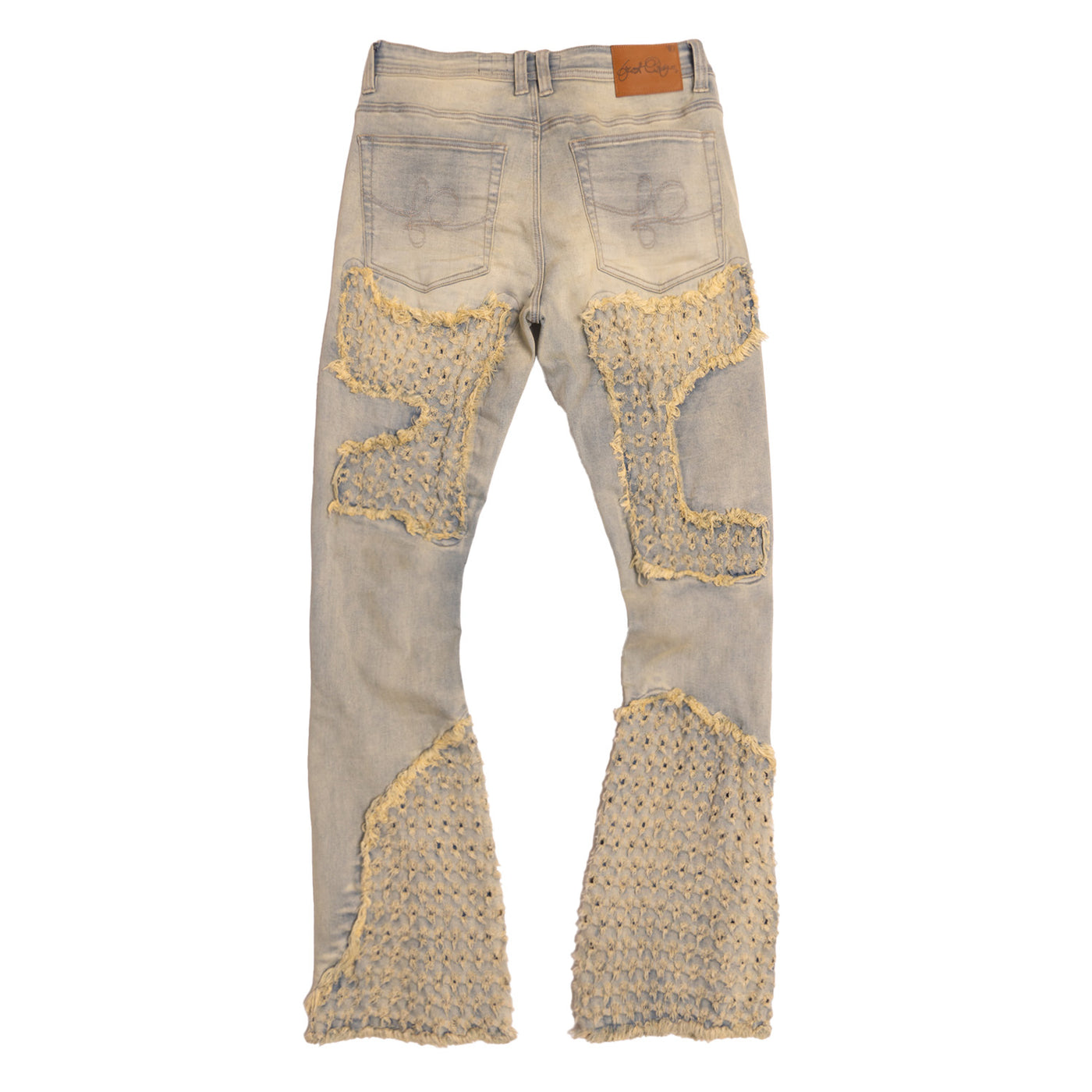 F1723 Tattered Denim Stacked  Jeans - Dirt