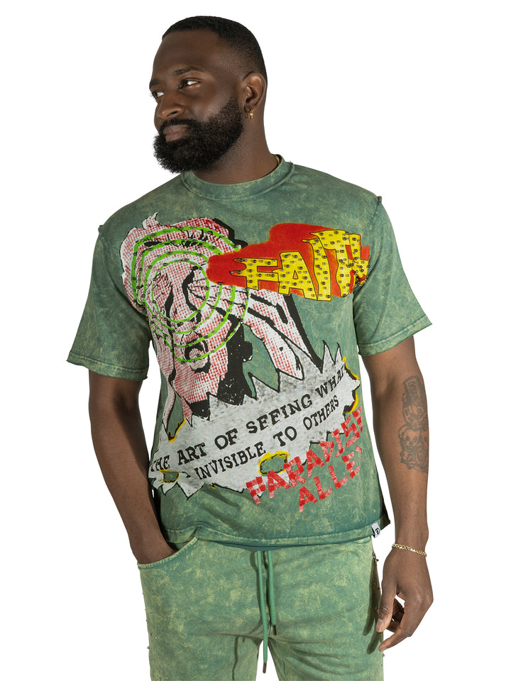 F172 Walk By Faith Box Tee - Green