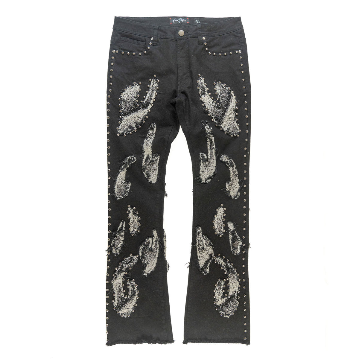 Makobi F1731 Zerrelly Stacked Jeans in Black, view 4