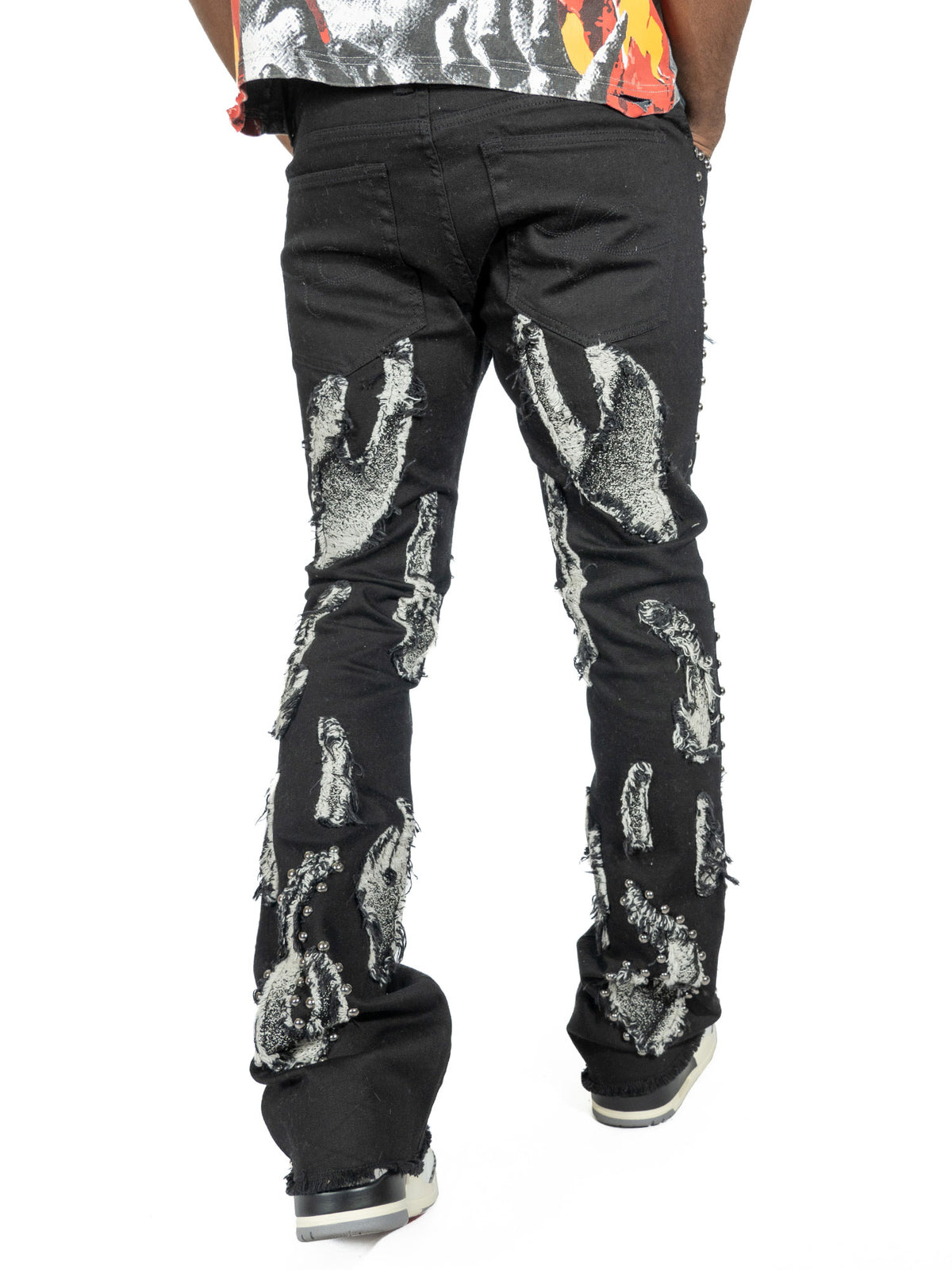 Makobi F1731 Zerrelly Stacked Jeans in Black, view 2